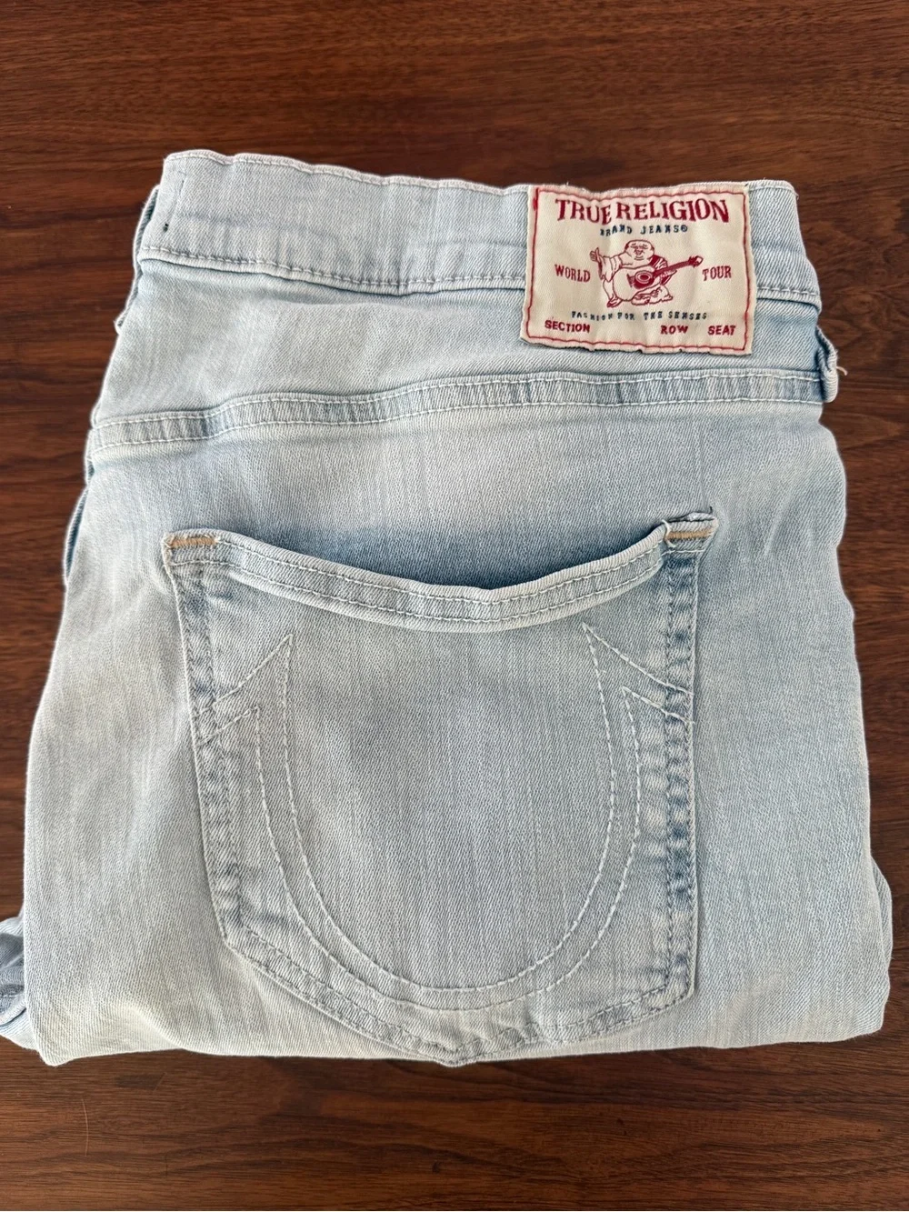 True Religion Rocco Moto Relaxed Skinny Jeans Light Wash Intense Stretch: 36